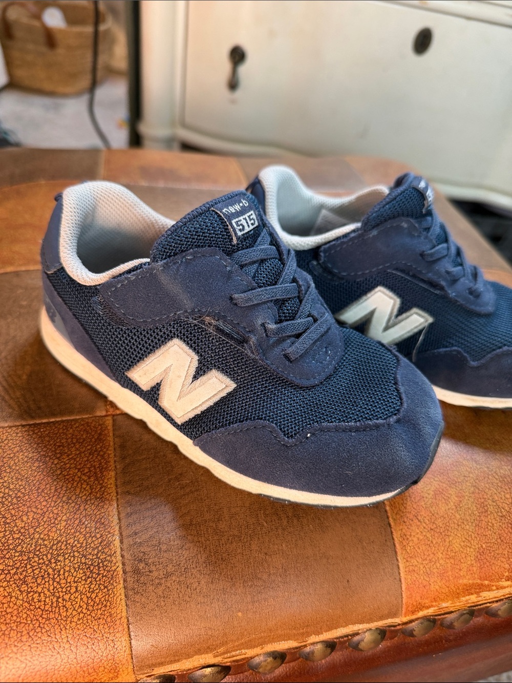 New Balance Kids Navy and White 515 Hook-and-Loop Sneakers